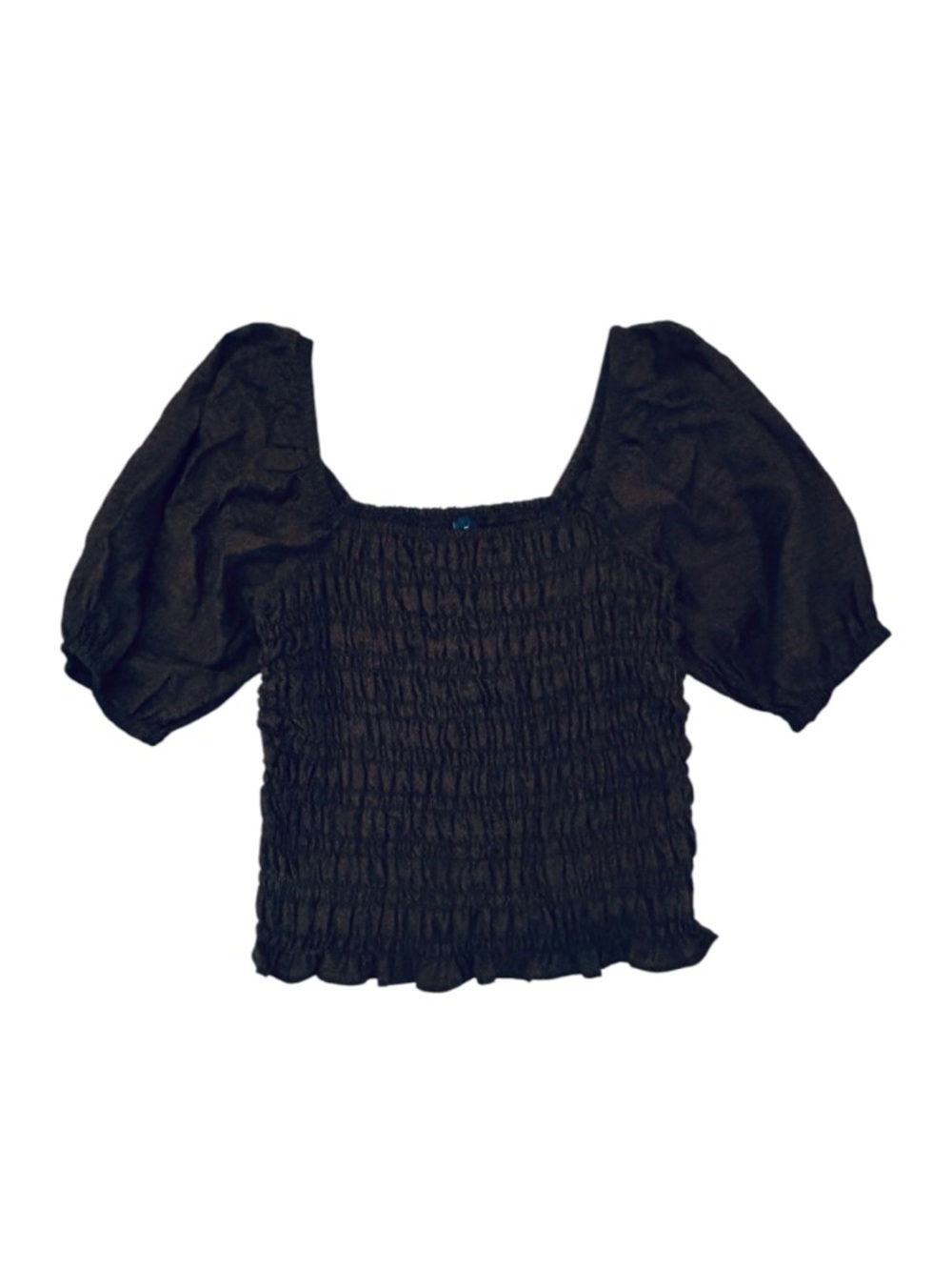 Old Navy Olive Green Smocked Square-Neck Puff Sleeve Top M 3 0523